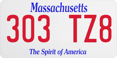 MA license plate 303TZ8