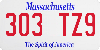 MA license plate 303TZ9