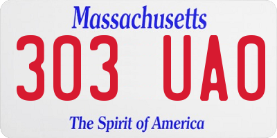 MA license plate 303UA0