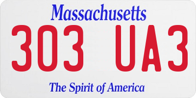 MA license plate 303UA3
