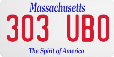 MA license plate 303UB0