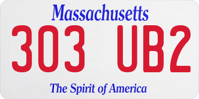 MA license plate 303UB2