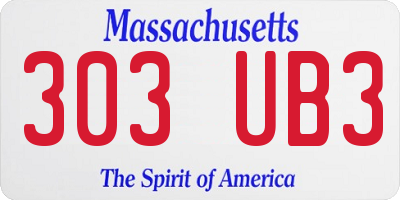 MA license plate 303UB3