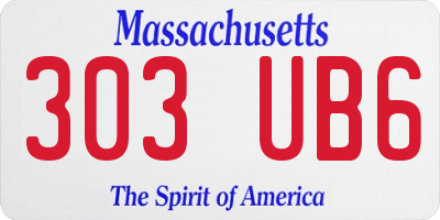 MA license plate 303UB6