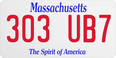 MA license plate 303UB7