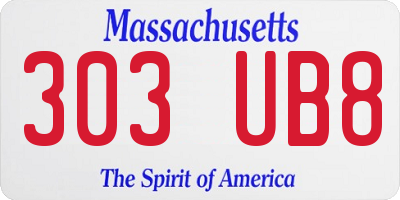 MA license plate 303UB8