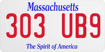 MA license plate 303UB9