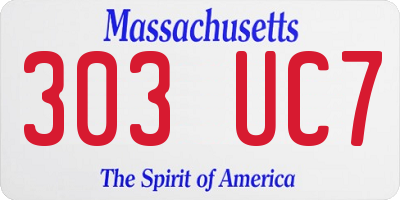 MA license plate 303UC7