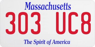 MA license plate 303UC8