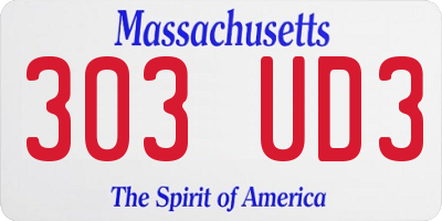 MA license plate 303UD3