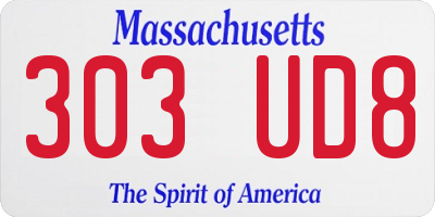 MA license plate 303UD8