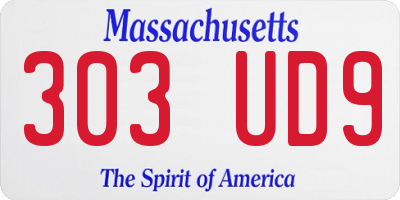 MA license plate 303UD9