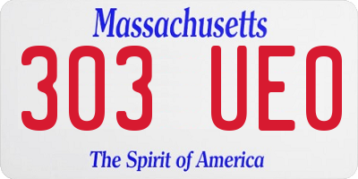MA license plate 303UE0