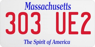 MA license plate 303UE2