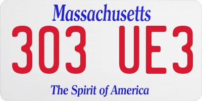 MA license plate 303UE3