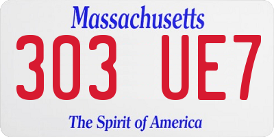 MA license plate 303UE7