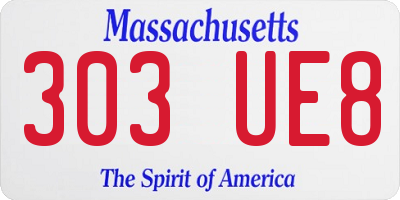 MA license plate 303UE8