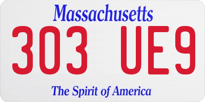 MA license plate 303UE9