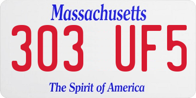 MA license plate 303UF5