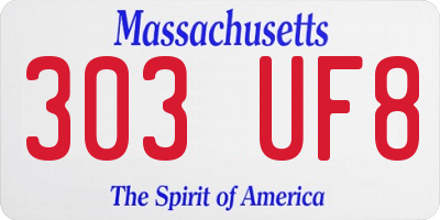 MA license plate 303UF8