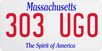 MA license plate 303UG0