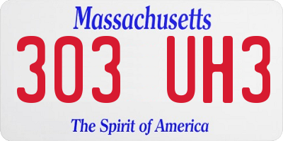 MA license plate 303UH3