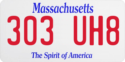 MA license plate 303UH8