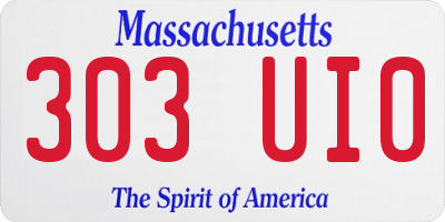 MA license plate 303UI0