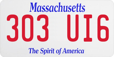 MA license plate 303UI6