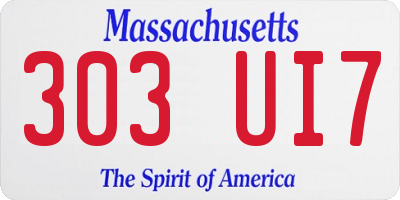 MA license plate 303UI7