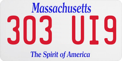 MA license plate 303UI9