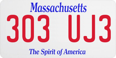 MA license plate 303UJ3