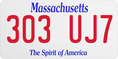 MA license plate 303UJ7