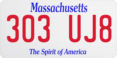 MA license plate 303UJ8
