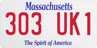 MA license plate 303UK1