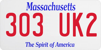 MA license plate 303UK2