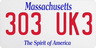 MA license plate 303UK3