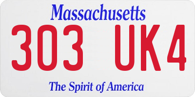 MA license plate 303UK4