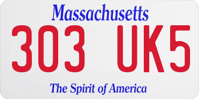MA license plate 303UK5