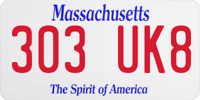MA license plate 303UK8