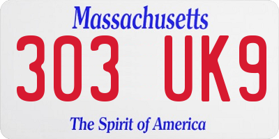 MA license plate 303UK9