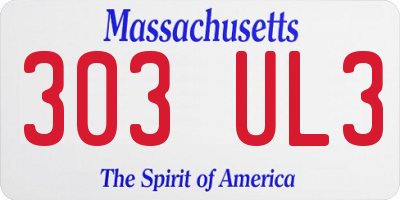 MA license plate 303UL3