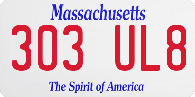 MA license plate 303UL8