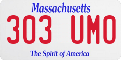MA license plate 303UM0