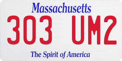 MA license plate 303UM2