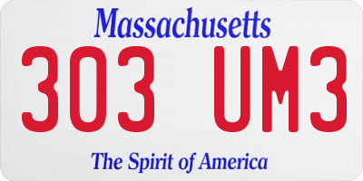 MA license plate 303UM3