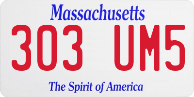 MA license plate 303UM5