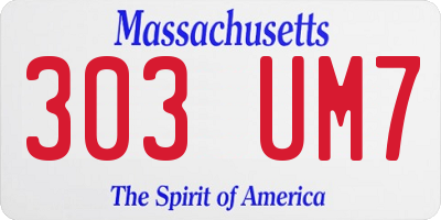 MA license plate 303UM7