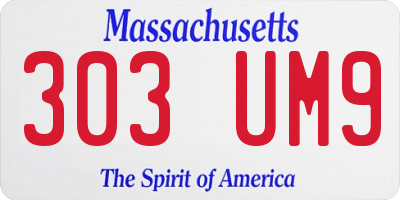 MA license plate 303UM9