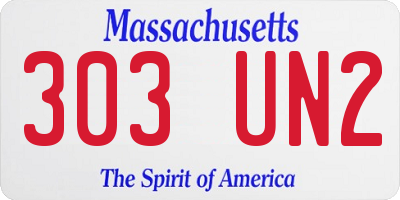 MA license plate 303UN2
